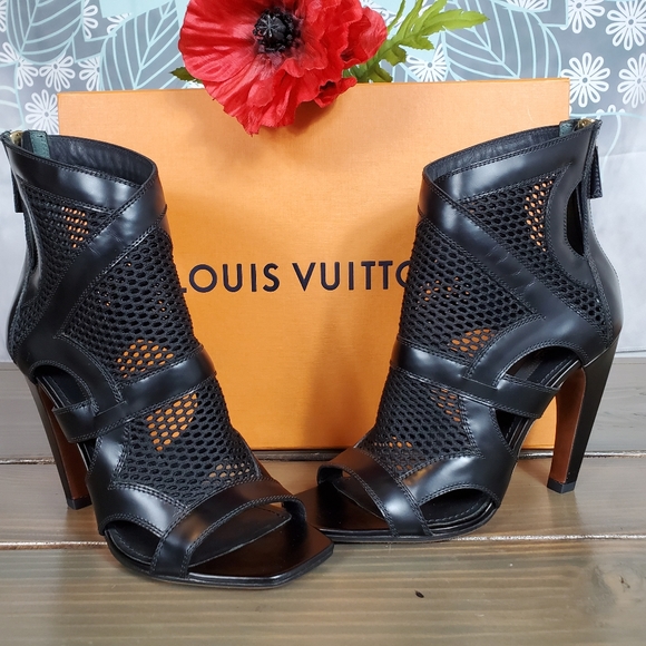 Louis Vuitton Shoes - Louis Vuitton Fishnet Open Toe Booties